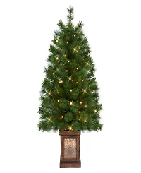 Puleo 3.5' Artificial Pre-Lit Potted Christmas Tree