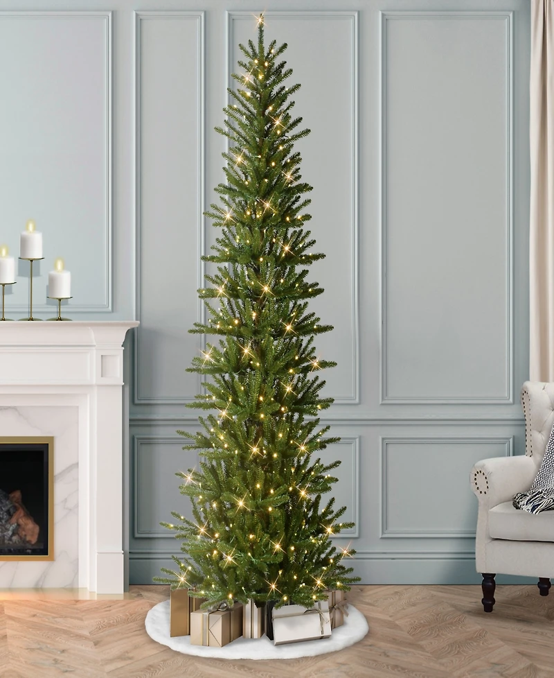 Puleo 7.5' Pre-Lit Artificial Slim Mountain View Spruce Tree