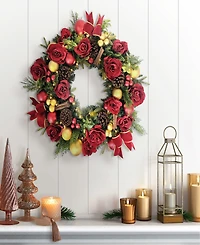 Puleo 26" Pre-Lit Artificial Adorned Christmas Wreath