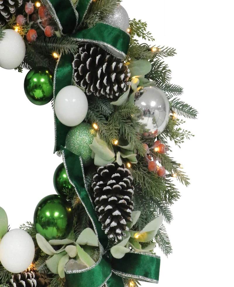 Puleo 26" Pre-Lit Artificial Adorned Christmas Wreath