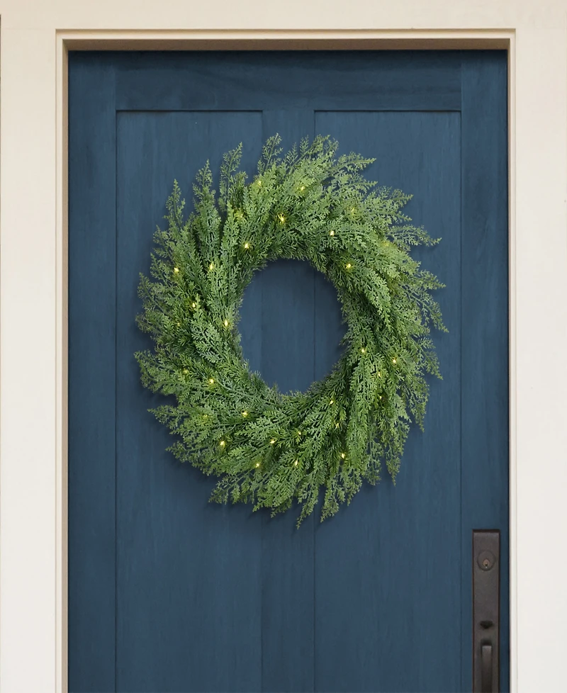 Puleo 24" Pre-Lit Artificial Flocked Wreath