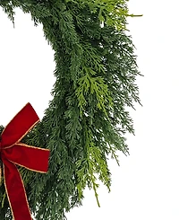 Puleo 22" Artificial Cypress Christmas Wreath with Bow