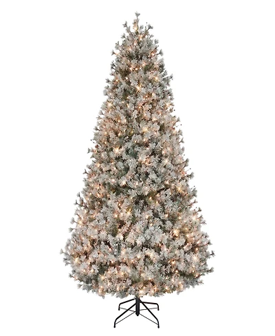 Puleo 7.5' Pre-Lit Flocked Idaho Spruce Artificial Christmas Tree
