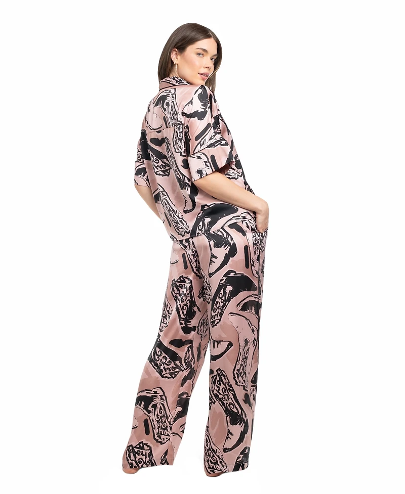 Midnight Bakery Women's 2-Piece Printed Top and Pants Pajama Set