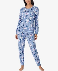Ellen Tracy Women's 2-Piece Round Neck Top and Pants Pajama Set