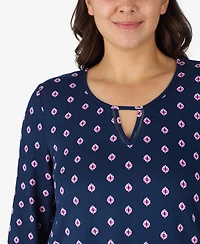 Ellen Tracy Plus 2-Piece 3/4-Sleeve Top and Pants Pajama Set