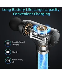 Skonyon 3200 Rpm Massage Gun Handheld Body Massager with 8 Interchangeable Heads for Muscle Relief