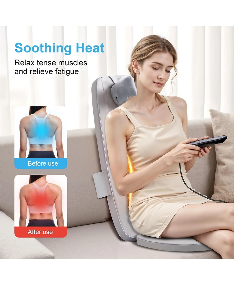 Skonyon Shiatsu Neck & Full Back Massager, Heated Seat Massager Chair Pad Cushion