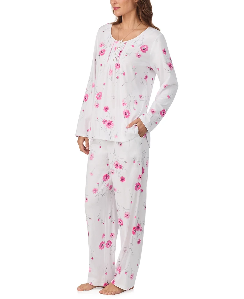Eileen West Women's Brushed Cotton Jersey Long Sleeve Pajama Set