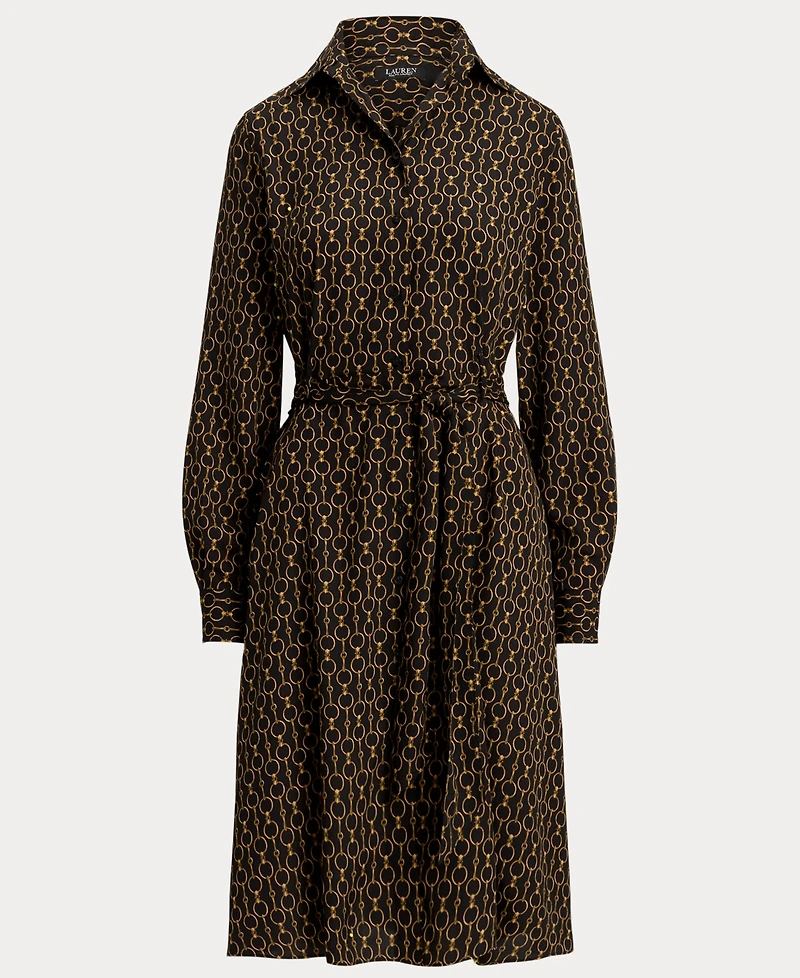 Lauren Ralph Women's Chain-Print Crepe Shirtdress