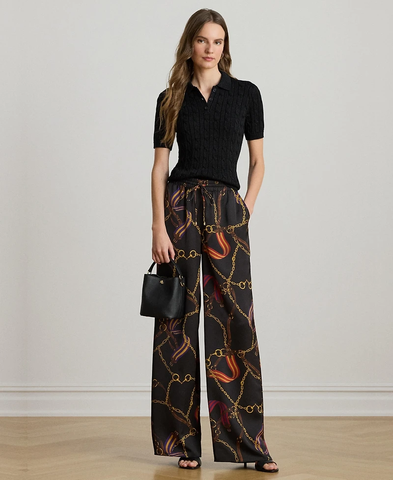 Lauren Ralph Women's Belting Print Wide Leg Pants