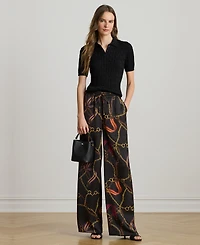 Lauren Ralph Women's Belting Print Wide Leg Pants