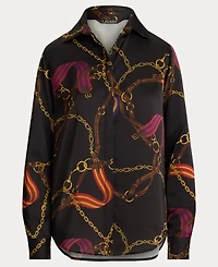 Lauren Ralph Lauren Women's Classic Fit Belting-Print Satin Shirt