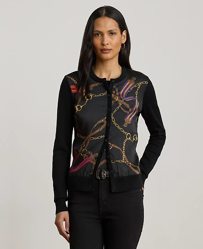 Lauren Ralph Women's Belting-Print Long Sleeve Cardigan