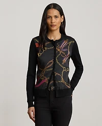 Lauren Ralph Women's Belting-Print Long Sleeve Cardigan