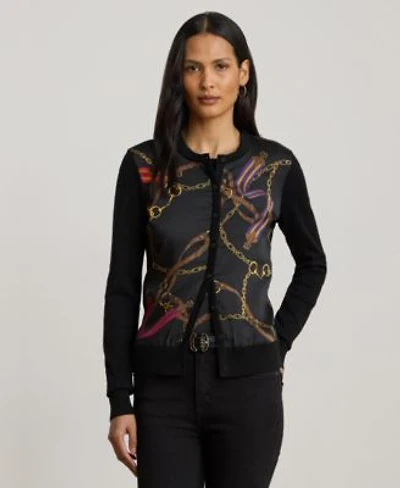 Lauren Ralph Lauren Womens Belting Print Long Sleeve Cardigan