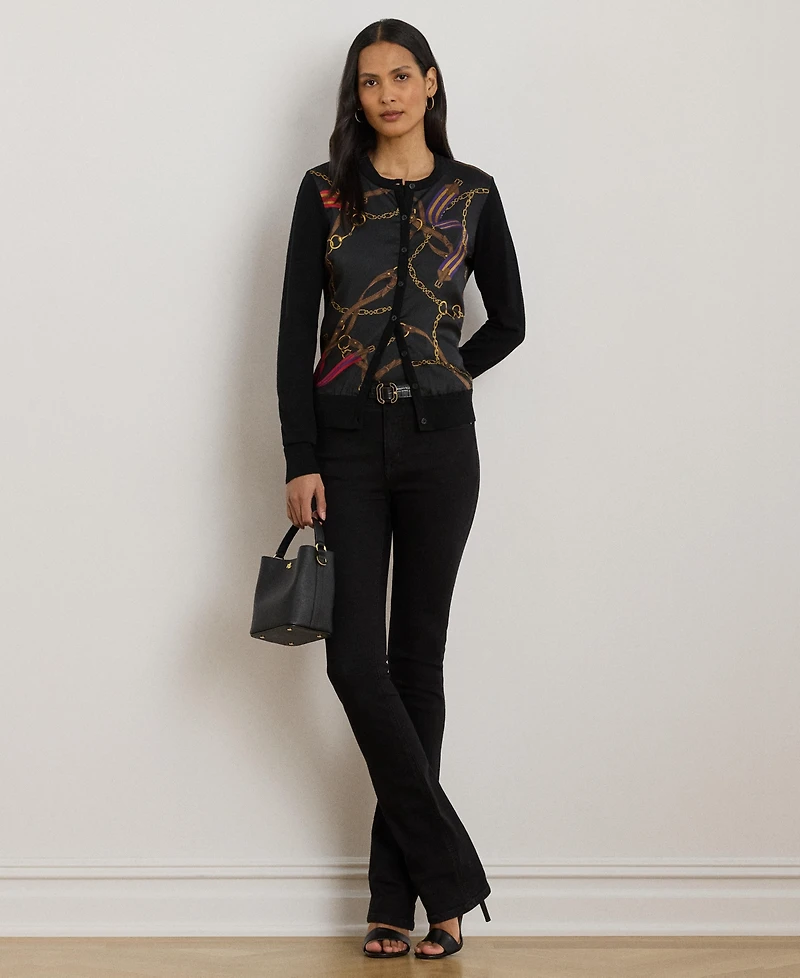 Lauren Ralph Women's Belting-Print Long Sleeve Cardigan