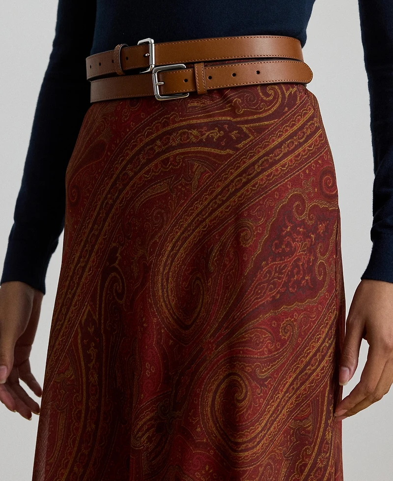 Lauren Ralph Women's Paisley Crinkle Midi Skirt