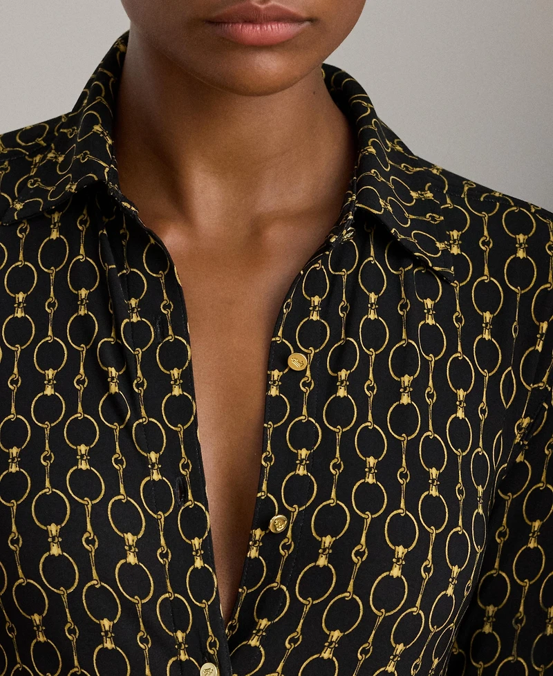 Lauren Ralph Lauren Women's Slim Fit Chain-Print Shirt