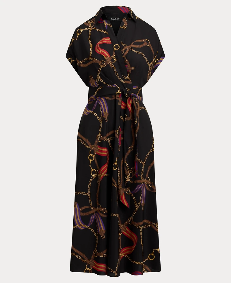 Lauren Ralph Women's Belted Crepe Dress