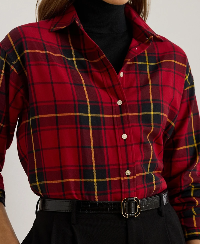 Lauren Ralph Women's Relaxed Fit Checked Plaid Shirt