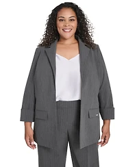 Calvin Klein Plus Pinstripe Long Sleeve Blazer
