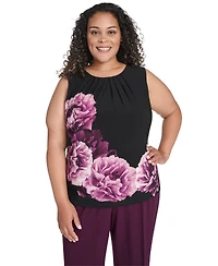 Calvin Klein Plus Printed Pleat Detail Sleeveless Top