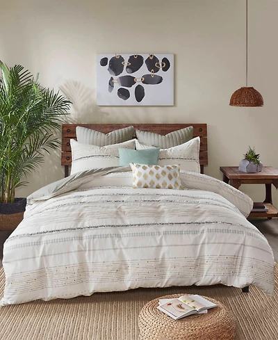 Ink+Ivy Nea Boho Stripe Cotton 3-Pc. Duvet Cover Set, King/California King