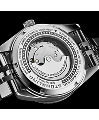 Stuhrling Datemaster Ii Men's Swiss Automatic 42mm Stainless Steel Watch, Green Dial, Fluted Bezel, Day & Date, 100M Water Resistant