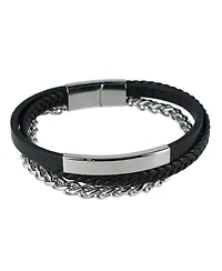 Trafalgar Zaid Metal and Leather Triple Strand Secure Clasp Bracelet