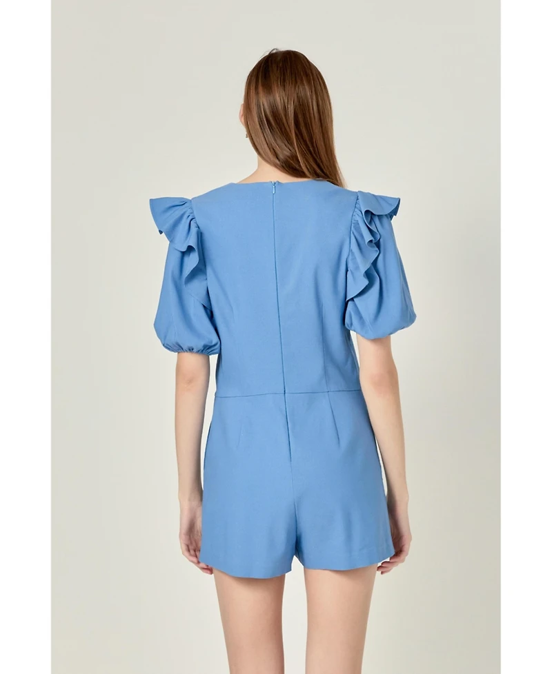 English Factory Women's Puff sleeve with Stretched Romper