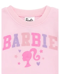 Barbie Girls Fleece Pullover Sweatshirt with Faux Fur Sleeves