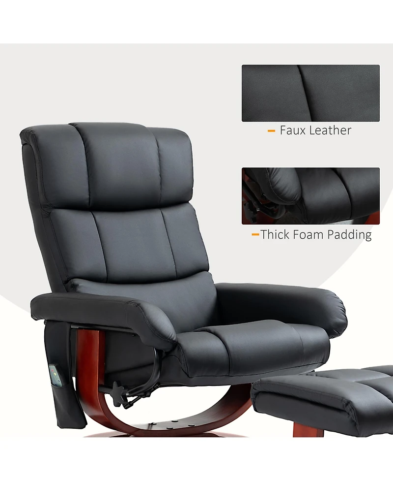 Homcom Electric Faux Leather Recliner with Ottoman,10 Vibration Points,