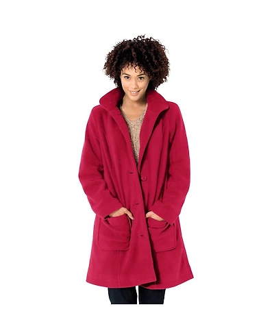 Woman Within Women's Hooded A-Line Fleece Coat