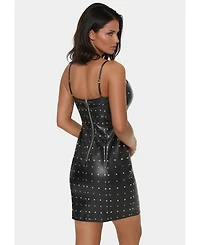 Bebe Women's Faux Leather Stud Mini Dress