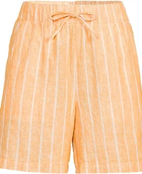 Lands' End Women's Plus Linen High Rise Pull On 7" Shorts