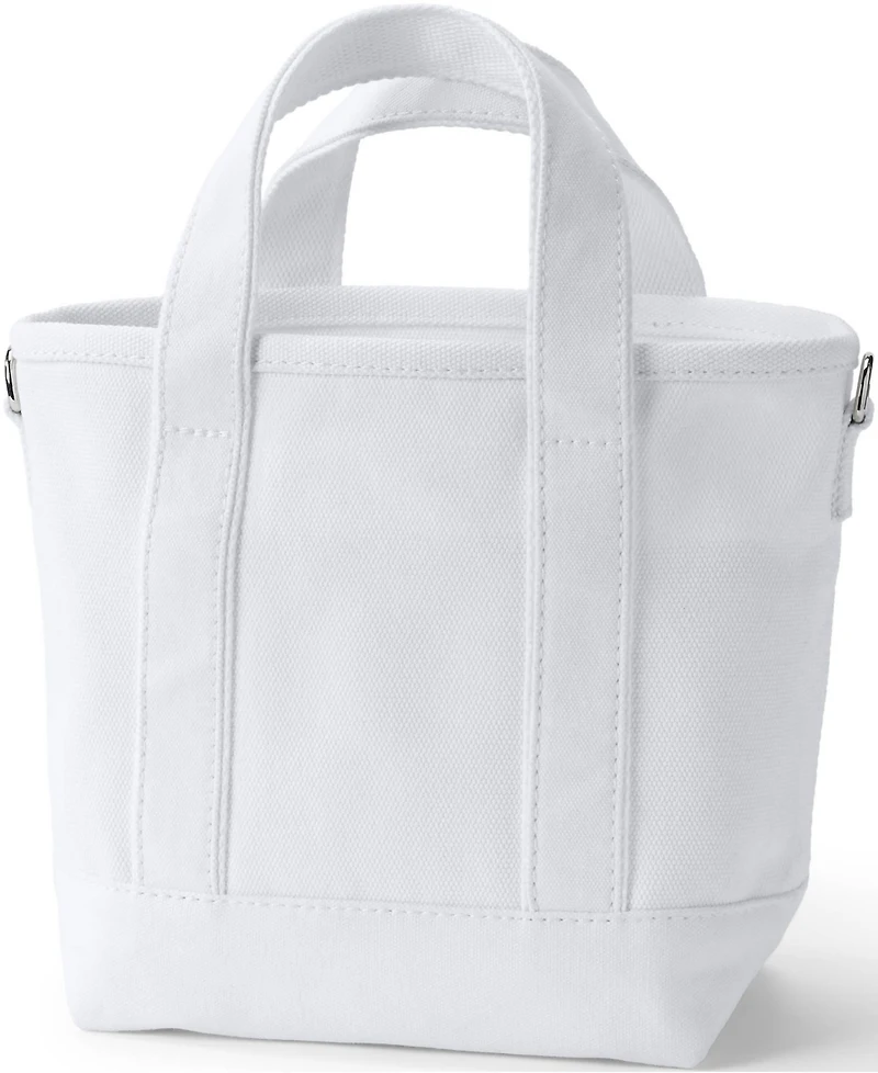 Lands' End Small Solid Color 3 Pocket Open Top Canvas Tote Bag