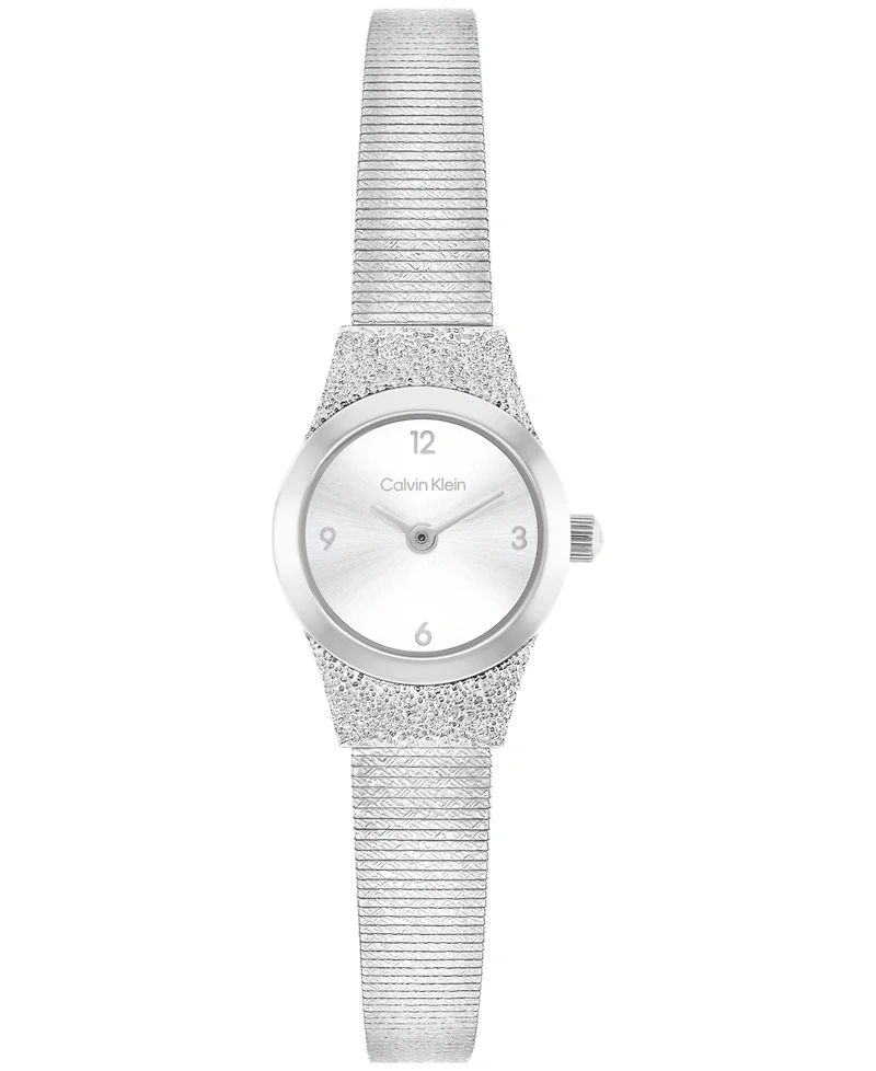 Calvin Klein Women's Contemporary Silver Tone Stainless Steel Mesh Bracelet Watch, 18mm