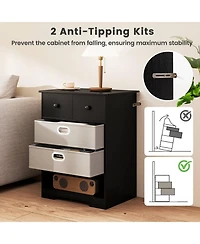 Costway 4-Drawer Dresser Modern Chest Storage Organizer with Open Shelves Anti-Tip Kits