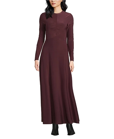 Lands' End Women's Silky Knit Ruched Maxi Dress