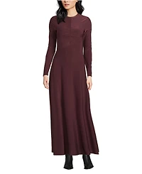 Lands' End Women's Silky Knit Ruched Maxi Dress