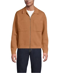 Lands' End Men's Long Sleeve Fine Gauge Cotton Full Zip Chore Coat