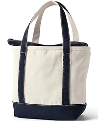 Lands' End Medium Embroidered 5 Pocket Zip Top Canvas Tote Bag
