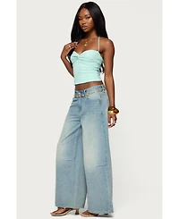 Edikted Women's Zoee Twisted Textured Halter Top