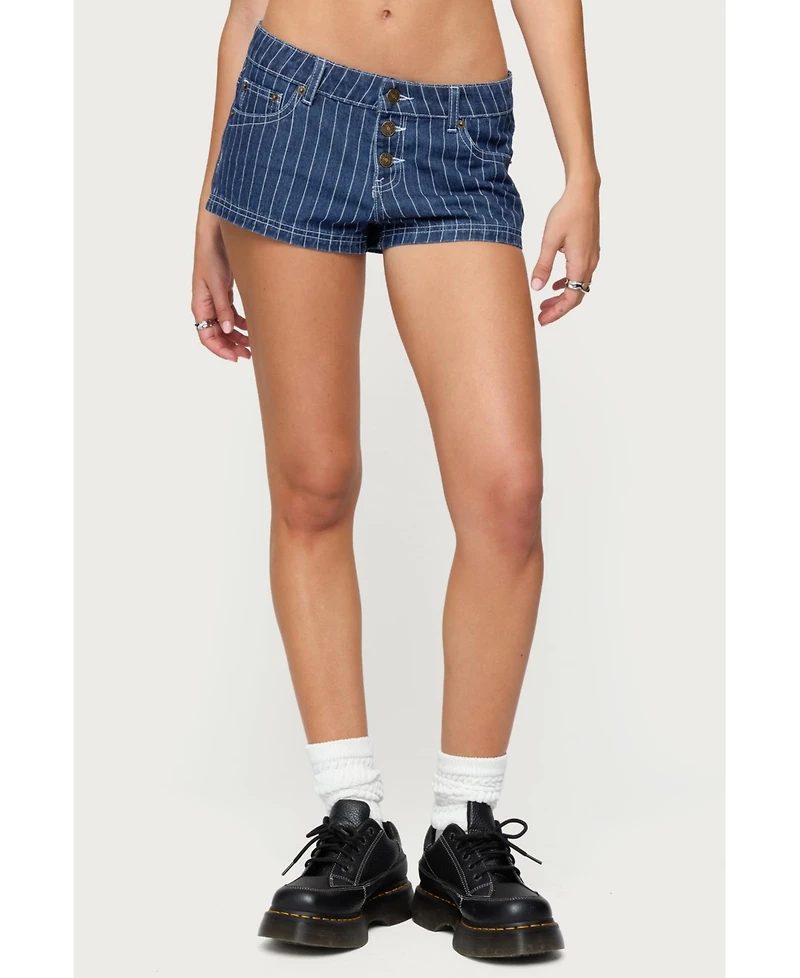 Edikted Women's Hanson Pinstripe Denim Shorts