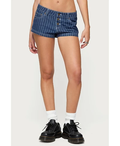 Edikted Women's Hanson Pinstripe Denim Shorts