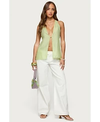 Edikted Women's Silky Look Split Front Halter Top