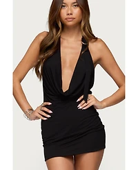 Edikted Womens Dex Buckle Cowl Neck Mini Dress