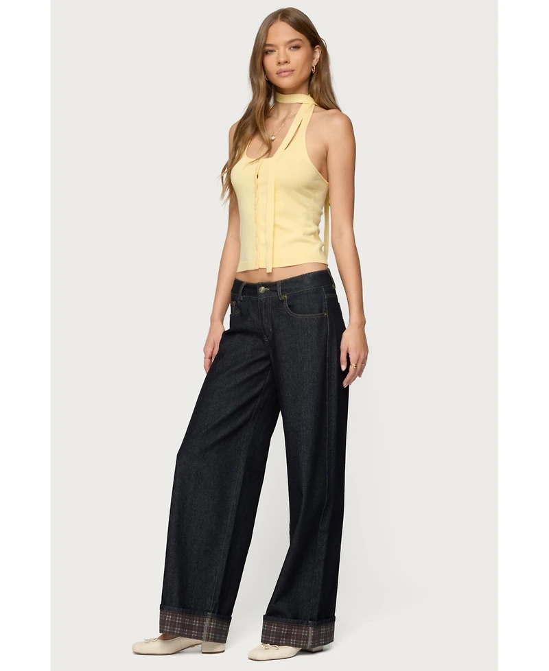 Edikted Womens Two Piece Knit Halter Top