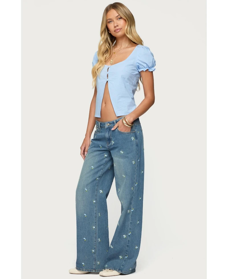 Edikted Womens Dorothea Split Front Top